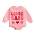 thumbnail image 1 of Suealasg Infant Baby Boys Girls Valentine’s Day Romper Letter Heart Print Long Sleeve Round Neck Bodysuits 3M 6M 12M 18M Newborn Spring Playsuit, 1 of 8