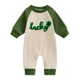 thumbnail image 1 of Suealasg Infant Baby Boys Irish Day Bodysuit Long Sleeve Letter Clover Embroidery Jumpsuit Newborn Boy Summer Casual Clothes, 1 of 9