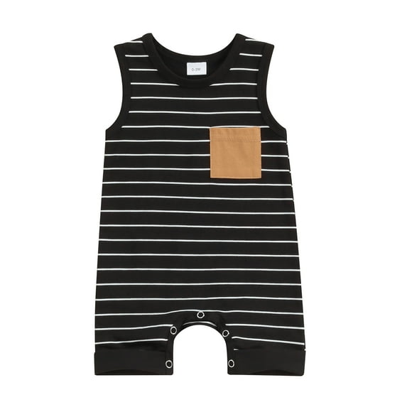 Suealasg Infant Baby Boys Summer Bodysuit Sleeveless Round Neck Striped Print Jumpsuit Newborn Boy Casual Rompers Clothes