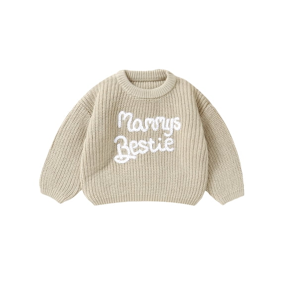 Suealasg Infant Baby Girl Knit Sweater Long Sleeve Letter Embroidery Chunky Pullover Sweater 6M 1T 2T 3T Toddler Girl Warm Fall Winter Sweater Top