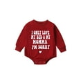 thumbnail image 1 of Suealasg Infant Baby Girls Valentine’s Day Romper 3M 6M 12M 18M Newborn Spring Onesie Bodysuits Letter Heart Print Long Sleeve Round Neck Playsuit, 1 of 9