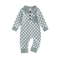 thumbnail image 1 of Suealasg Infant Boy Full Length Jumpsuit Baby Boy Clothes Long Sleeve Checkerboard Print Rompers Bodysuits 3 6 9 12 18 Months Newborn Fall Coming Home Outfits, 1 of 7