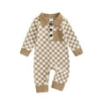 thumbnail image 1 of Suealasg Infant Boy Full Length Jumpsuit Baby Boy Clothes Long Sleeve Checkerboard Print Rompers Bodysuits 3 6 9 12 18 Months Newborn Fall Coming Home Outfits, 1 of 7