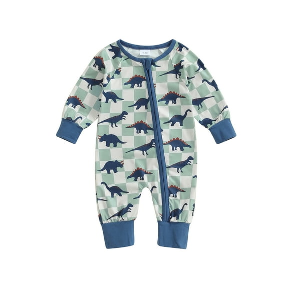 Suealasg Infant Boys Fall One Piece Bodysuits 3 6 12 18 Months Baby Boys Clothes Newborn Boys Long Sleeve Crew Neck Shamrock Print Zipped Footies Jumpsuit