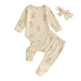 thumbnail image 1 of Suealasg Infant Boys Girls Easter Outfits 3M 6M 12M Newborn Long Sleeve Rabbit Print Romper +Long Pants +Headband 3Pcs Spring Easter Festivals Clothing for Baby Girls, 1 of 9