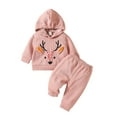 thumbnail image 1 of Suealasg Infant Girls Outfits Clothes 3M 6M 9M 12M 18M 24M Baby Girls Long Sleeve Elk Embroidery Hooded Sweatshirt and Sweatpants 2Piece Casual Autumn Clothing for Newborn Girls, 1 of 9