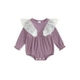 thumbnail image 1 of Suealasg Infant Girls Spring Rompers Baby Girls Clothes Newborn Crew Neck Long Sleeve Lace Ruffle Bodysuits 3M 6M 12M 18M Toddler Autumn One Piece Jumpsuits, 1 of 8