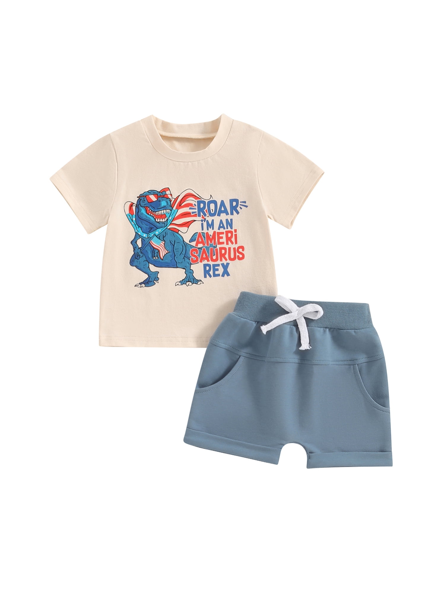 Suealasg Infant Newborn Boys Summer 4th of July Outfit Short Sleeve ...