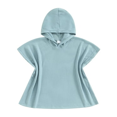 Suealasg Kid's Beach Hooded Towel: Unisex, Solid Color Waffle Fit, Blue, 2-3 Years