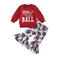 thumbnail image 1 of Suealasg Kids Baby Girls 2Pcs Fall Winter Clothes 1T 2T 3T Toddler Girls Football Outfits Long Sleeve Letter Print Sweatshirt and Elastic Waist Pants Set, 1 of 7