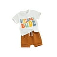 thumbnail image 1 of Suealasg Kids Boy Birthday Outfits Set 6M 1T 2T 3T 4T Short Sleeve Letter Print T-shirt Tops Elastic Shorts 2Pcs Summer Causal Clothing for Toddler Boy, 1 of 9