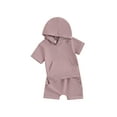 thumbnail image 1 of Suealasg Kids Boy Summer Outfits 2Pcs Toddler Baby Boy Clothes Set Short Sleeve Side Slit Hooded T-Shirts Tops Elastic Shorts Set 1T 2T 3T Infant Boy Beach Clothing, 1 of 9