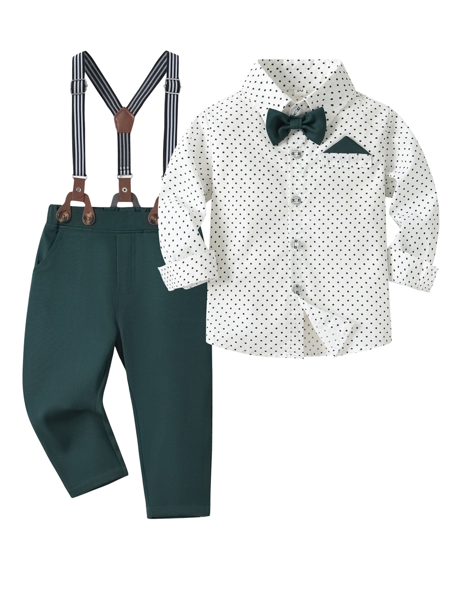 Baby Boy's Gentleman Romper Outfit With Bow Tie - Long Sleeve Lapel Formal Suit Set For Infants