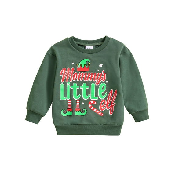 Suealasg Kids Boys Girls Christmas Sweatshirts Toddler Long Sleeve Crewneck Elf/Santa/Mug Print Pullover Tops 6M 12M 18M 24M 3T 4T Infant Baby Casual Fall Clothing