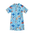 thumbnail image 1 of Suealasg Kids Boys Girls Romper Swimsuits Short Sleeve Shark Print Rash Guard Bathing Suit Toddler Baby Summer One Piece Swimwear Beachwear 0-4 Years, 1 of 8