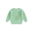 thumbnail image 1 of Suealasg Kids Boys Girls Sweaters Toddler Baby Saint Patrick's Day Clothes 1T 2T 3T 4T Long Sleeve Crew Neck Flower Print Loose Knitted Pullovers for Little Boys Girls, 1 of 9