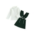 thumbnail image 1 of Suealasg Kids Girl 2 Piece Skirt Outfit Little Girls Solid Color Turtleneck Tops and Corduroy Suspender Skirt Set 1T 2T 3T 4T 5T Toddler Girls Fall Cute Clothes, 1 of 9