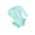 thumbnail image 1 of Suealasg Kids Girl One Piece Swimsuits Toddler Girl Long Sleeve Checkerboard Print Jumpsuit Swimwear Baby Girl Summer Sun Protection Romper Bathing Suit Beachwear 1-4 Years, 1 of 9