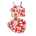 thumbnail image 1 of Suealasg Kids Girl Valentine’s Day 2Pcs Outfits Clothes 4T 5T 6T 7T Little Girls Summer Clothing Heart Print Camisole with Shorts, 1 of 8