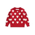 thumbnail image 1 of Suealasg Kids Girl Valentine's Day Knit Sweaters 1T 2T 3T 4T 5T Little Girls Spring Long Sleeve Round Neck Heart Print Knit Pullover Tops, 1 of 8