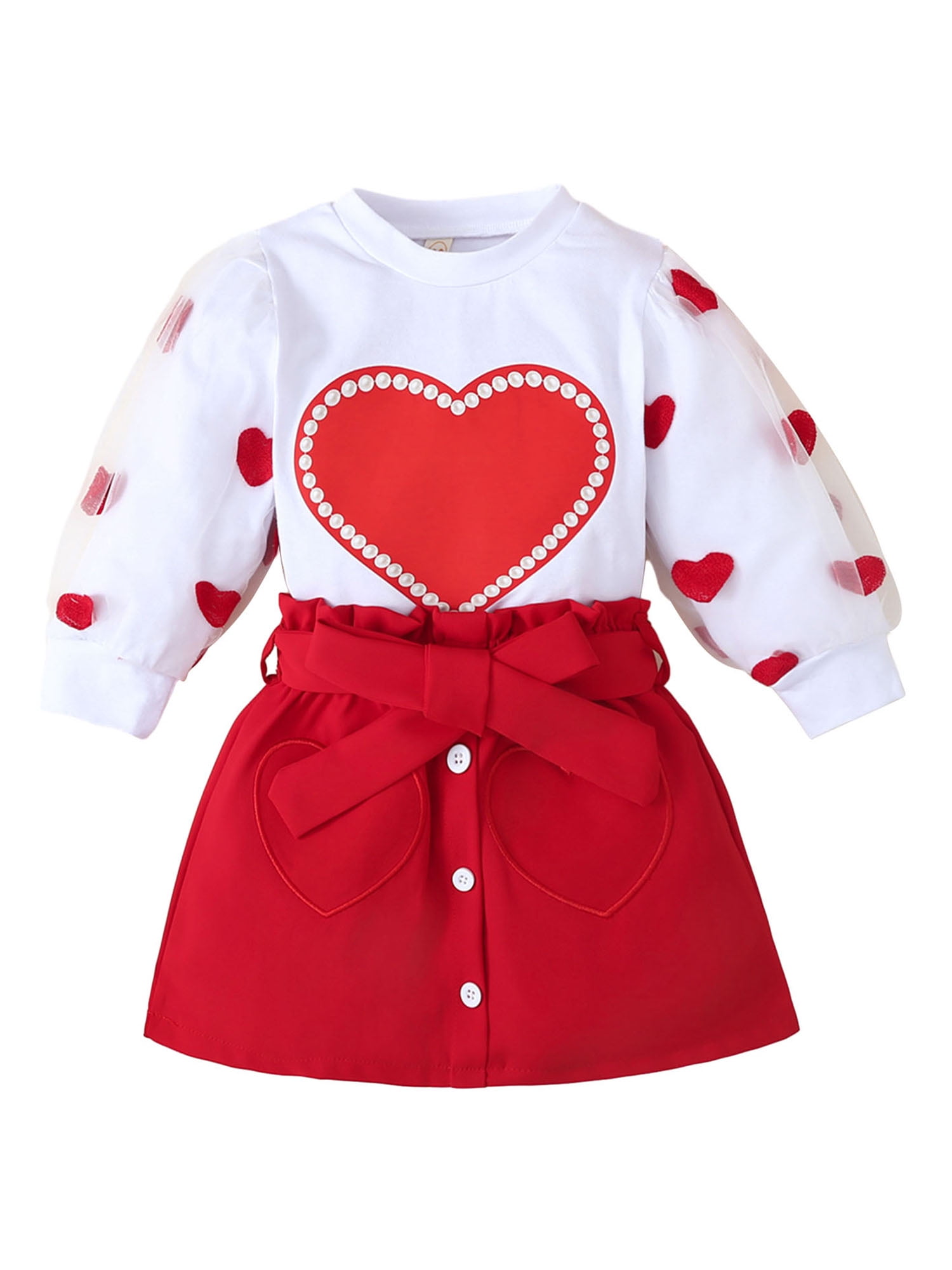 Suealasg Kids Girl Valentine’s Day Outfits 2Pcs Toddler Baby Girl ...
