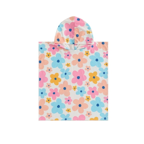 Suealasg Kids Girls Beach Hood Towel Poncho Floral Print Soft Swim Cover Up Little Girls Hooded Beach Towel
