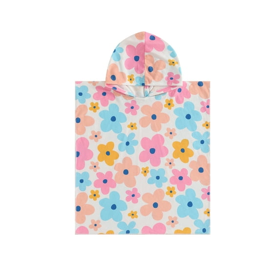 Suealasg Kids Girls Beach Hood Towel Poncho Floral Print Soft Swim Cover Up Little Girls Hooded Beach Towel