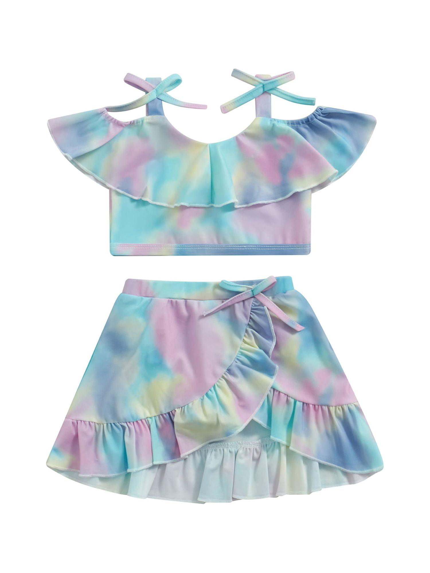 Teen Girls Tie-Dye Bikini Set - Sleeveless Cutout Swimsuits For Girls Size 9-16 Years