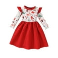 thumbnail image 1 of Suealasg Kids Girls Christmas Dress 1T 2T 3T 4T 5T 6T Little Girls Ruffle Long Sleeve Round Neck Snowman House Print A-line Dress Child Girls Christmas Holiday Party Dress, 1 of 9