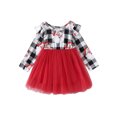 thumbnail image 1 of Suealasg Kids Girls Christmas Dress Toddler Baby Girls Long Sleeve Crewneck Santa Print A-Line Tulle Princess Dress 6M 1T 2T 3T 4T Child Girls Santa Claus Costume, 1 of 8