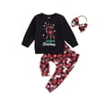 thumbnail image 1 of Suealasg Kids Girls Christmas Outfits Clothes 6M 1T 2T 3T Baby Girls Long Sleeve Letter Deer Print Sweatshirt+Sweatpants 2Piece Christmas-themed Clothing for Toddler Girl, 1 of 9