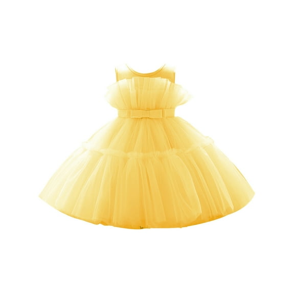 Suealasg Kids Girls Shiny Sequins Princess Dresses Sleeveless Round Neck Ruffled Pageant Wedding Party Dress
