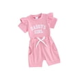thumbnail image 1 of Suealasg Kids Girls Shorts Set 6M 1T 2T 3T Short Sleeve Letters Print T-shirt Tops and Shorts 2Pcs Summer Causal Clothing for Toddler Girls, 1 of 9