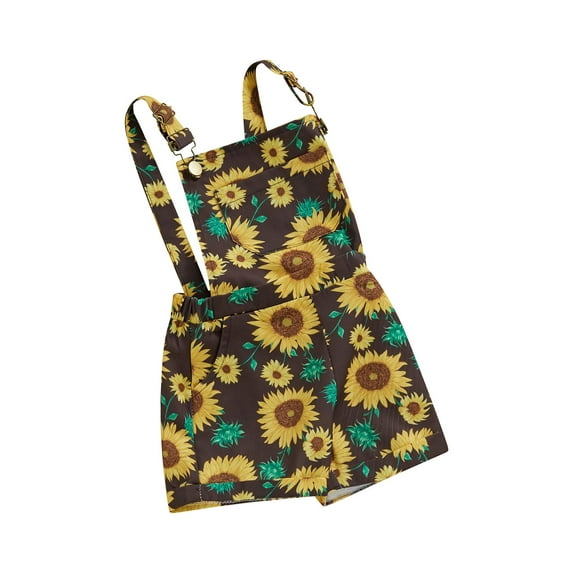 Suealasg Kids Girls Sling Jumpsuits Rompers Sleeveless Sunflower Print Shorts Overall Little Girls Summer One Piece Shorts Outfits
