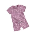 thumbnail image 1 of Suealasg Kids Girls Summer 2Pcs Clothes 6M 1T 2T 3T Toddler Baby Girls Casual Beach Outfits Floral Print Short Sleeve T-Shirt and Elastic Shorts Set, 1 of 9
