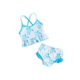thumbnail image 1 of Suealasg Kids Girls Two-piece Swimsuits Toddler Girls Summer Bikini Sets Turtle Print Cami Tops Elastic Waist Frill Trim Swim Shorts Beach Bathing Suit, 1 of 9