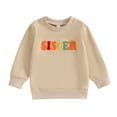 thumbnail image 1 of Suealasg Kids Matching Brother Sister Sweatshirt 1T 2T 3T 4T 5T Toddler Boy Girl Fall Fuzzy Letter Embroidery Long Sleeve Pullover, 1 of 9
