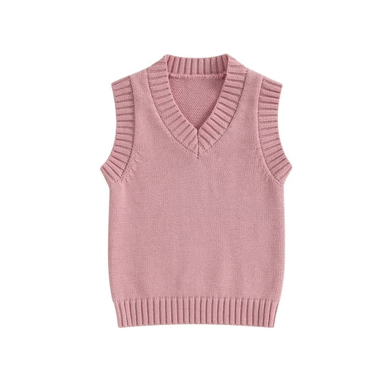 Suealasg Kids Sweater Vest for Girls Boys Sleeveless V-neck Solid Knit Vest 6M 1T 2T 3T 4T 5T Little Boys Girls Fall Winter Clothes