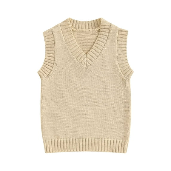 Suealasg Kids Sweater Vest for Girls Boys Sleeveless V-neck Solid Knit Vest 6M 1T 2T 3T 4T 5T Little Boys Girls Fall Winter Clothes