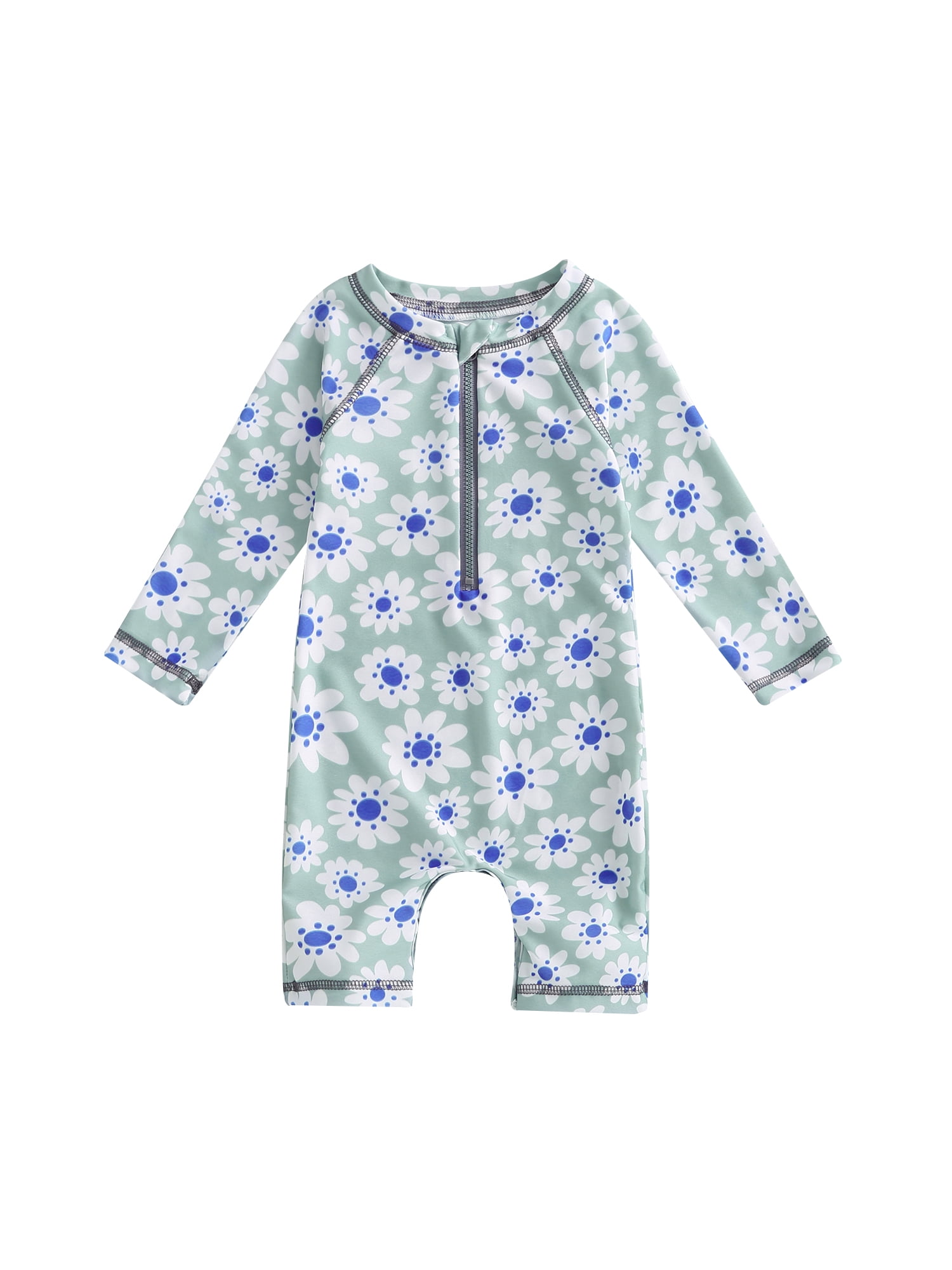 Suealasg Kids Toddler Baby Girl Rash Guard Long Sleeve Swimsuit Zipper