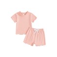 thumbnail image 1 of Suealasg Kids Toddler Girl Clothes 1T 2T 3T 4T 5T Short Sleeve Crew Neck T-shirt + Elastic Waist Shorts Little Girl 2Pcs Summer Casual Outfits, 1 of 7