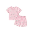 thumbnail image 1 of Suealasg Kids Toddler Girl Clothes 1T 2T 3T 4T Short Sleeve Floral Print T-shirt +Shorts Set Baby Girl 2Pcs Summer Casual Outfits, 1 of 7