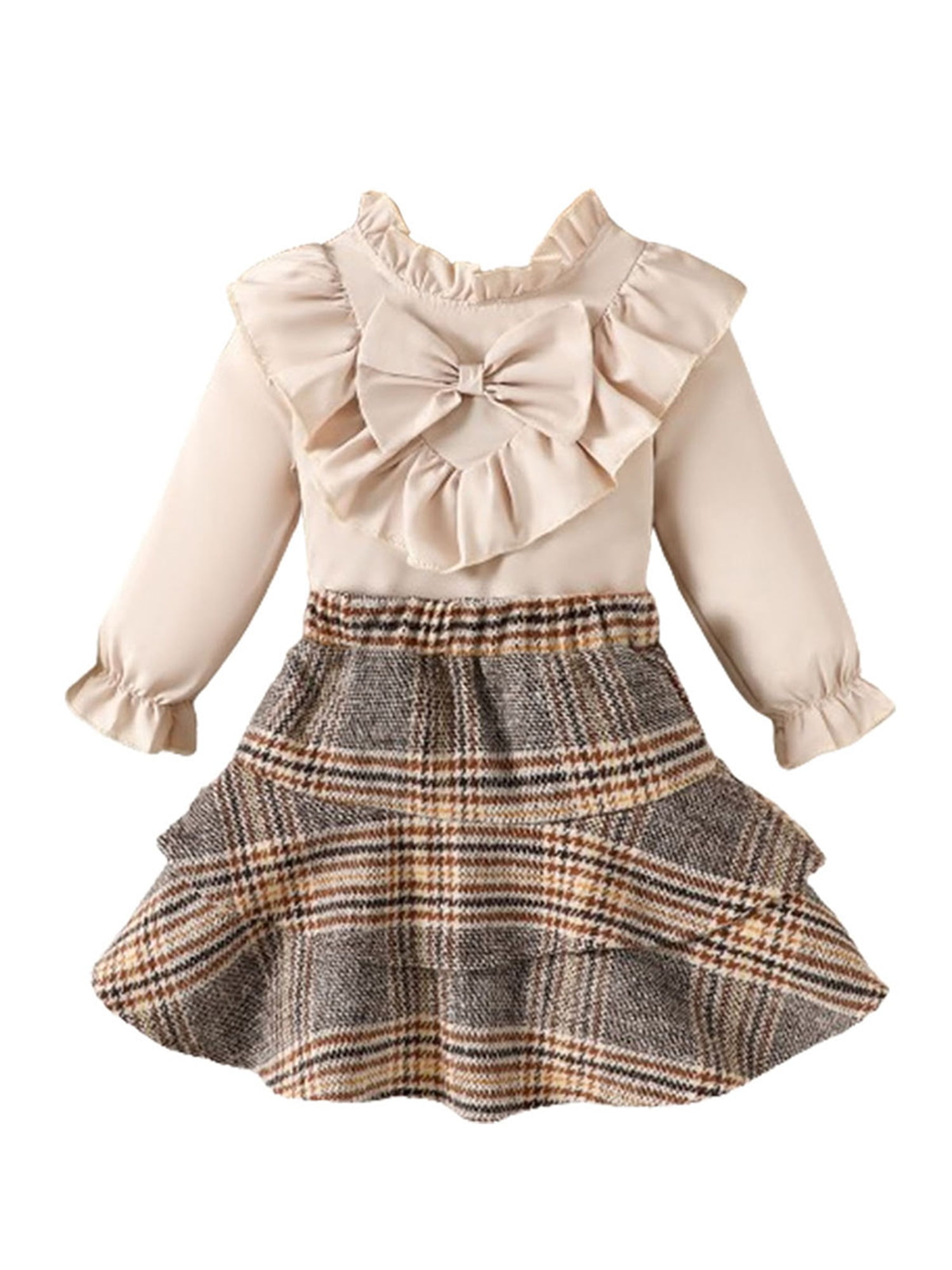 Corduroy Baby Dress Toddler Girl 3-Piece Outfit Knit Top Plaid