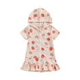 thumbnail image 1 of Suealasg Kids Toddler Girls Swimsuit Cover up Short Sleeve Strawberry Print Hooded Bathrobe 1T 2T 3T 4T 5T 6T 7T 8T Little Girls Beach Cover up Rash Guards Bathing Suit, 1 of 8