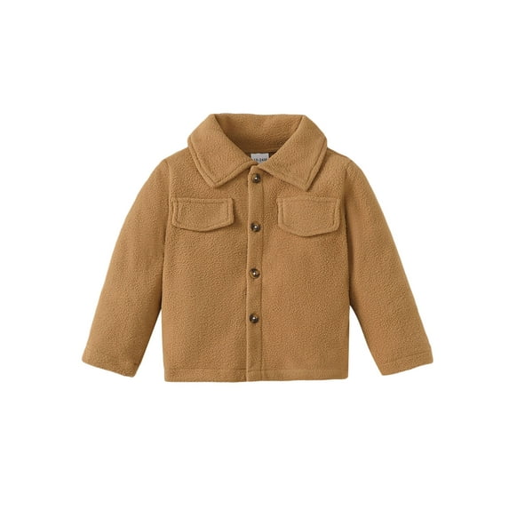 Suealasg Little Boys Girls Fall Fleece Coat Kids Long Sleeve Lapel Button Down Jacket 1T 2T 3T 4T 5T 6T 7T Autumn Warm Outerwear for Children Boys Girls