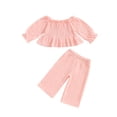 thumbnail image 1 of Suealasg Little Girl 2Pcs Fall Outfits Long Sleeve Smocked Tops + Wide Leg Pants Set 1T 2T 3T 4T 5T Toddler Girl Autumn Clothes, 1 of 7