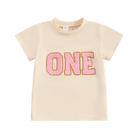 Suealasg Little Girl Birthday Outfit Short Sleeve Letter Embroidery T-Shirt Kids Girl Summer Birthday Tops 1-7 Years