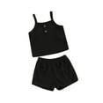 thumbnail image 1 of Suealasg Little Girl Summer 2Pcs Outfits Set Clothes 1T 2T 3T 4T 5T Kids Girl Sleeveless Solid Color Cami Tops and Shorts Beach Party Clothing for Children Girls, 1 of 9