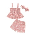thumbnail image 1 of Suealasg Little Girl Summer 3Pcs Outfits Set Clothes 1T 2T 3T 4T Sleeveless Daisy Print Tank Tops +Shorts +Headband Sets Toddler Girls Beach Party Clothing, 1 of 7