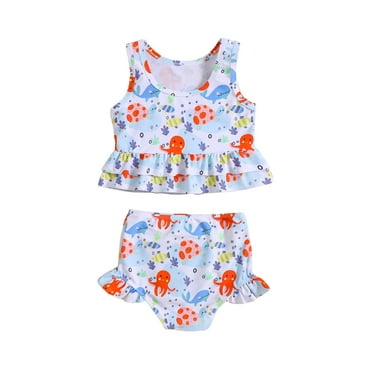 Suealasg Little Girls 2pcs Bikinis Swimsuits 1T 2T 3T 4T 5T 6T Kids Girls Sleeveless Tank Tops    Graphic Print Bathing Suit Children Girls Summer Swimwear Beachwear